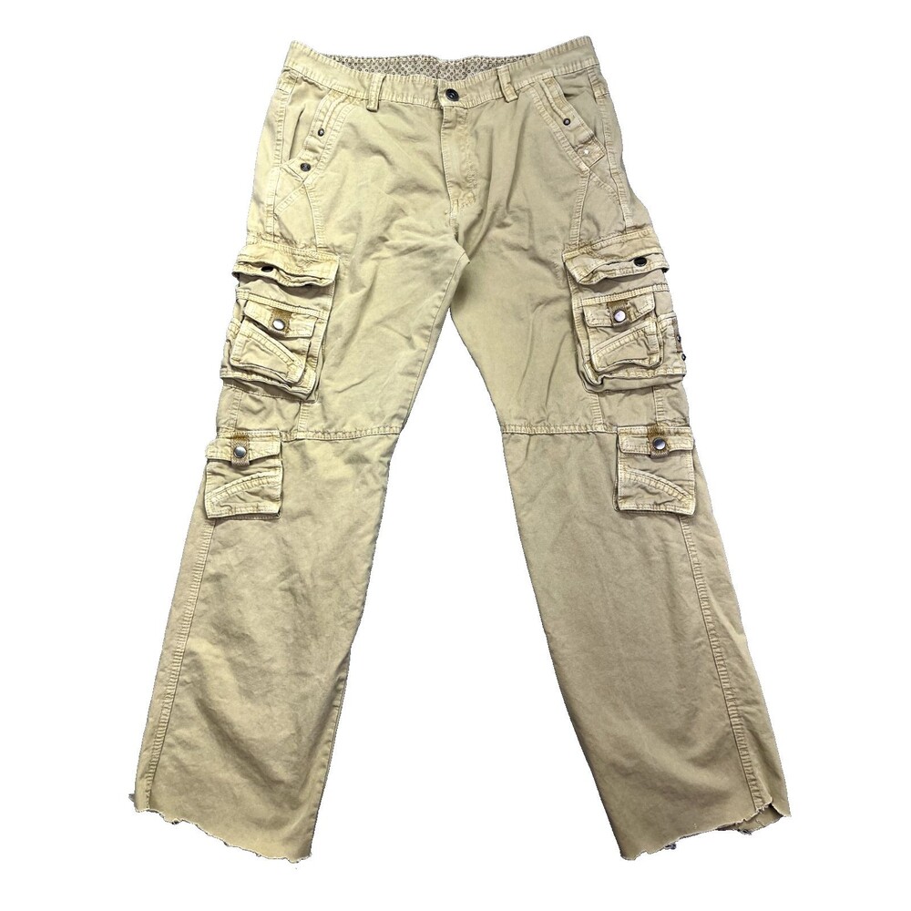 Junye Jeans Men’s Size 36 Cargo Pants Tan Yellow‎ Sand Military Tactical Grunge